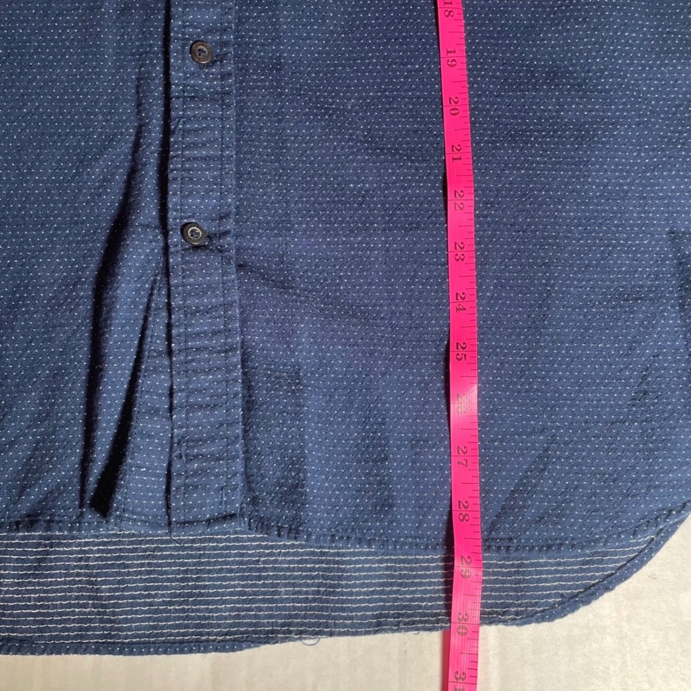 American Eagle Outfitters Mens XXL Prep Fit Navy Blue Micro Dot Button Down - Picture 5 of 6